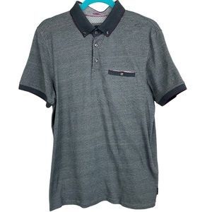 🥑5/$25 Ted Baker London Men's Blue GEO Polo Shirt sz 4 or Large